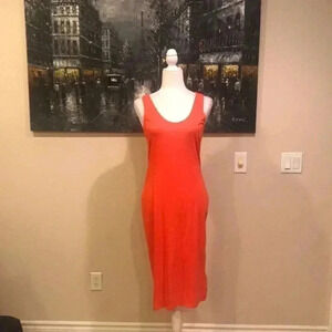 Popular Basics Orange Razor Back Midi Bodycon Dress-Size XL